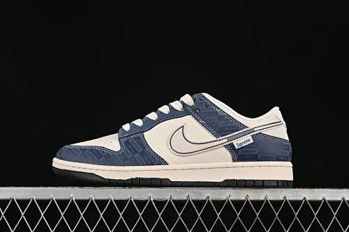 All Categories Nk SB Dunk Series Nk SB Dunk Low High-end customized low-top sneakers Nike SB Dunk Low Supreme co-branded dark engraved blue Anniversary high-end customized low-top casual sneakers FC1688-228